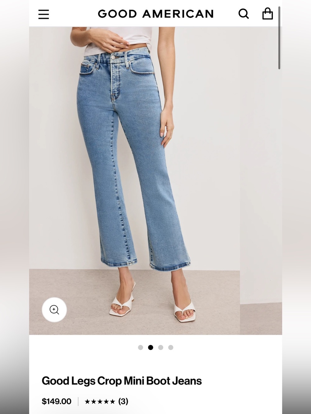 Good American Light Wash Cropped Bootcut Jeans